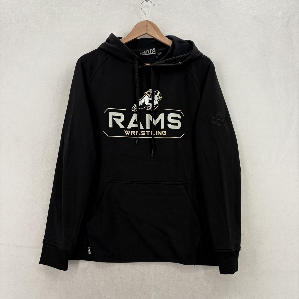 RUDIS Rams Wrestling Sweatshirt Mens Medium Black Wrestling Hoodie Pullover NWT